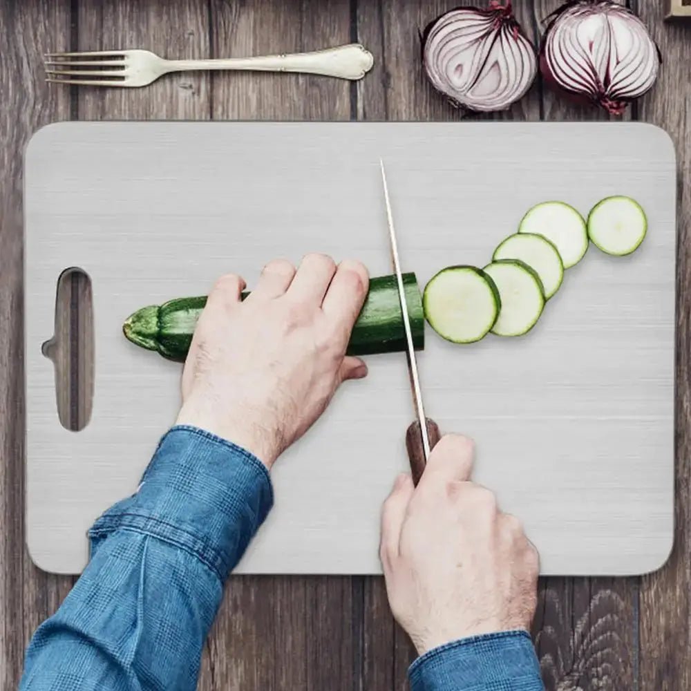 Titanium Stainless Steel Cutting Board – 304 Food Grade Thickened Double - Sided Chopping Board for Kitchen, Fruit & Meat - Honesty Sales