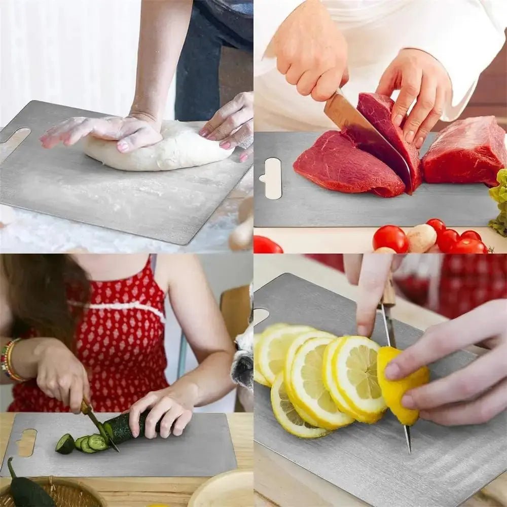 Titanium Stainless Steel Cutting Board – 304 Food Grade Thickened Double - Sided Chopping Board for Kitchen, Fruit & Meat - Honesty Sales