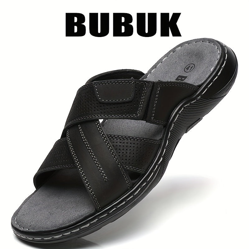 Top - Grain Genuine Leather Summer Slip - On Sandals with Arch Support - Honesty Sales