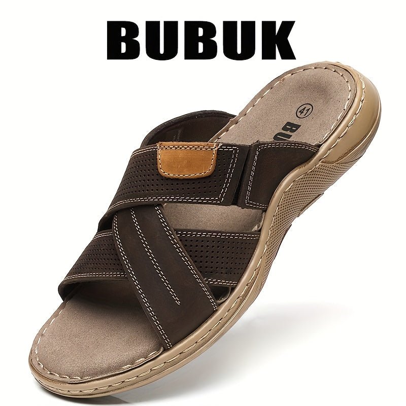 Top - Grain Genuine Leather Summer Slip - On Sandals with Arch Support - Honesty Sales