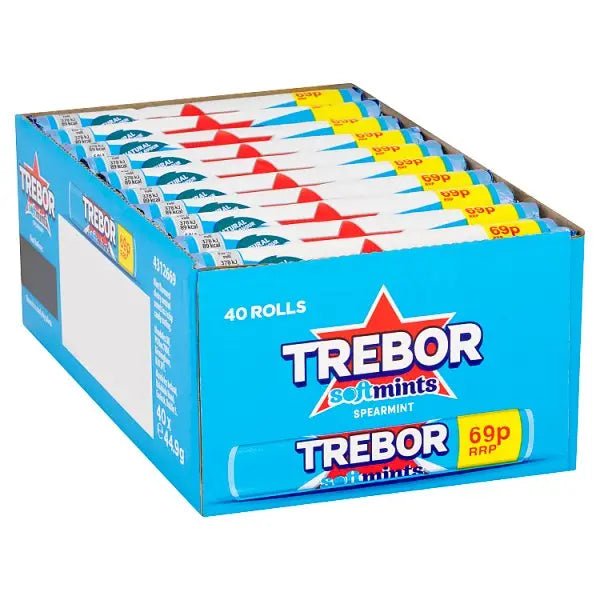 Trebor Softmints Spearmint Mints Roll 69p PMP 44.9g (Case of 40) - Honesty Sales