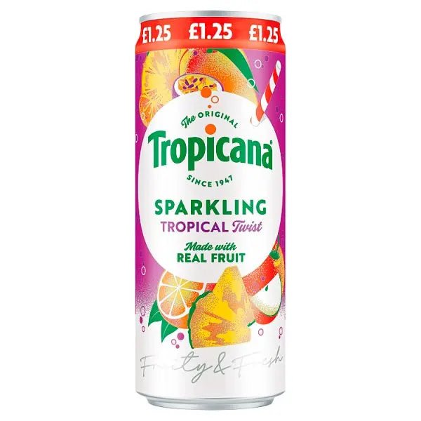 Tropicana Sparkling Tropical Twist Juice Drink 250ml (Case of 12) - Honesty Sales