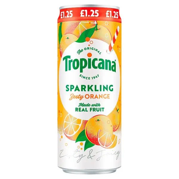 Tropicana Sparkling Zesty Orange Juice Drink 250ml (Case of 12) - Honesty Sales