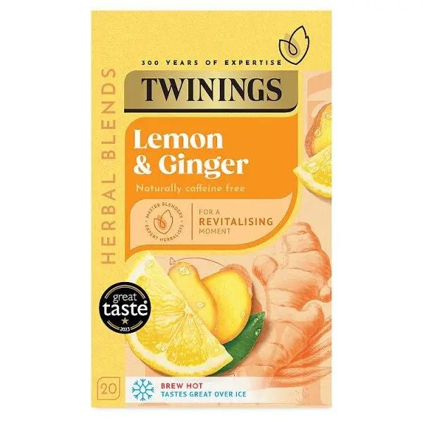 Twinings Lemon & Ginger 20 Tea Bags 30g (Case of 4) - Honesty Sales