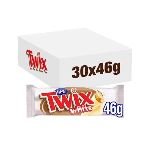 Twix Caramel & White Chocolate Fingers Biscuit Snack Bar 46g (Case of 20) - Honesty Sales