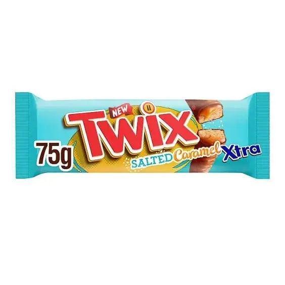 Twix Xtra Salted Caramel Chocolate Biscuit Twin Bars 75g (Case of 24) - Honesty Sales