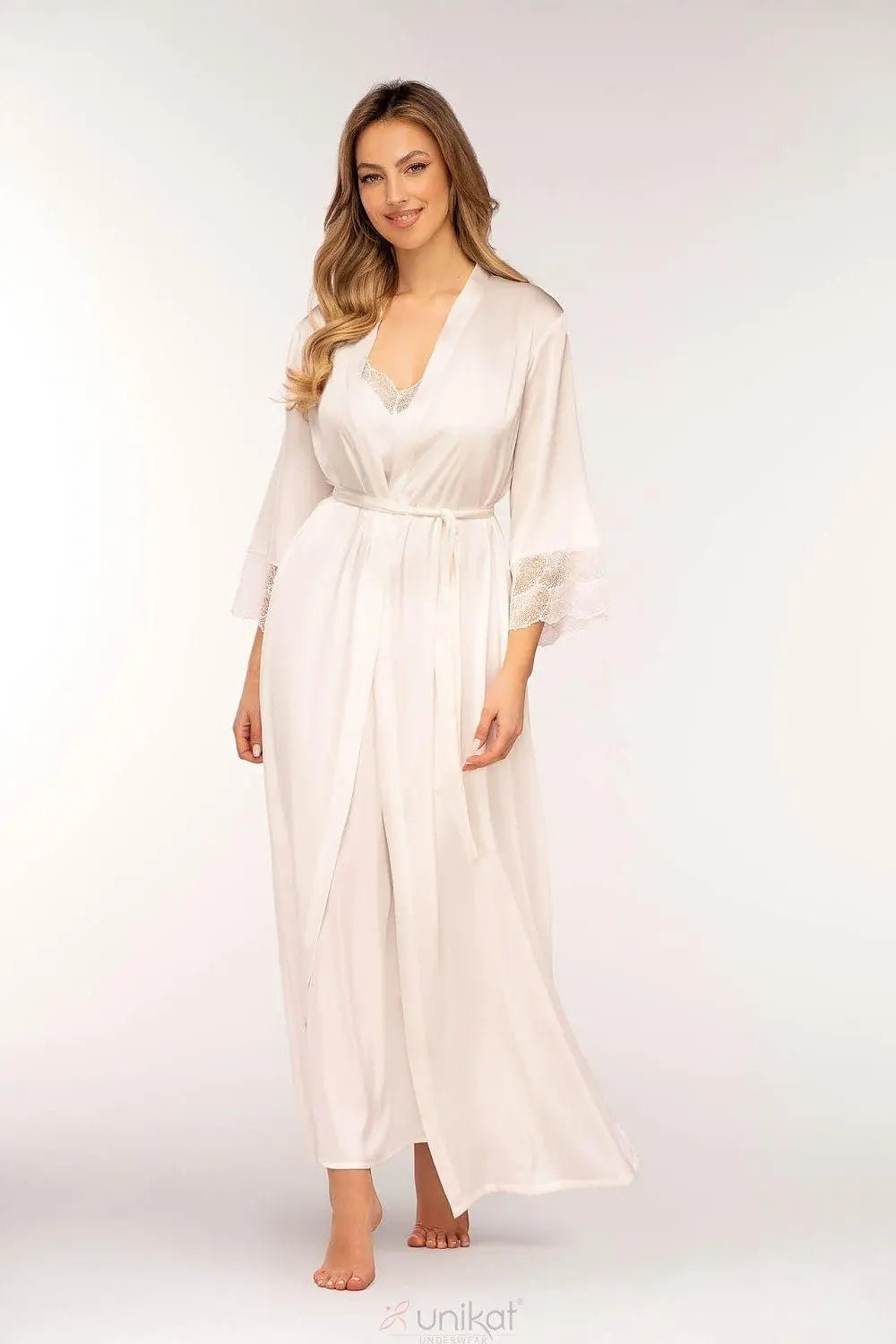 Unikat soft, lustrous satin long bathrobe - Honesty Sales