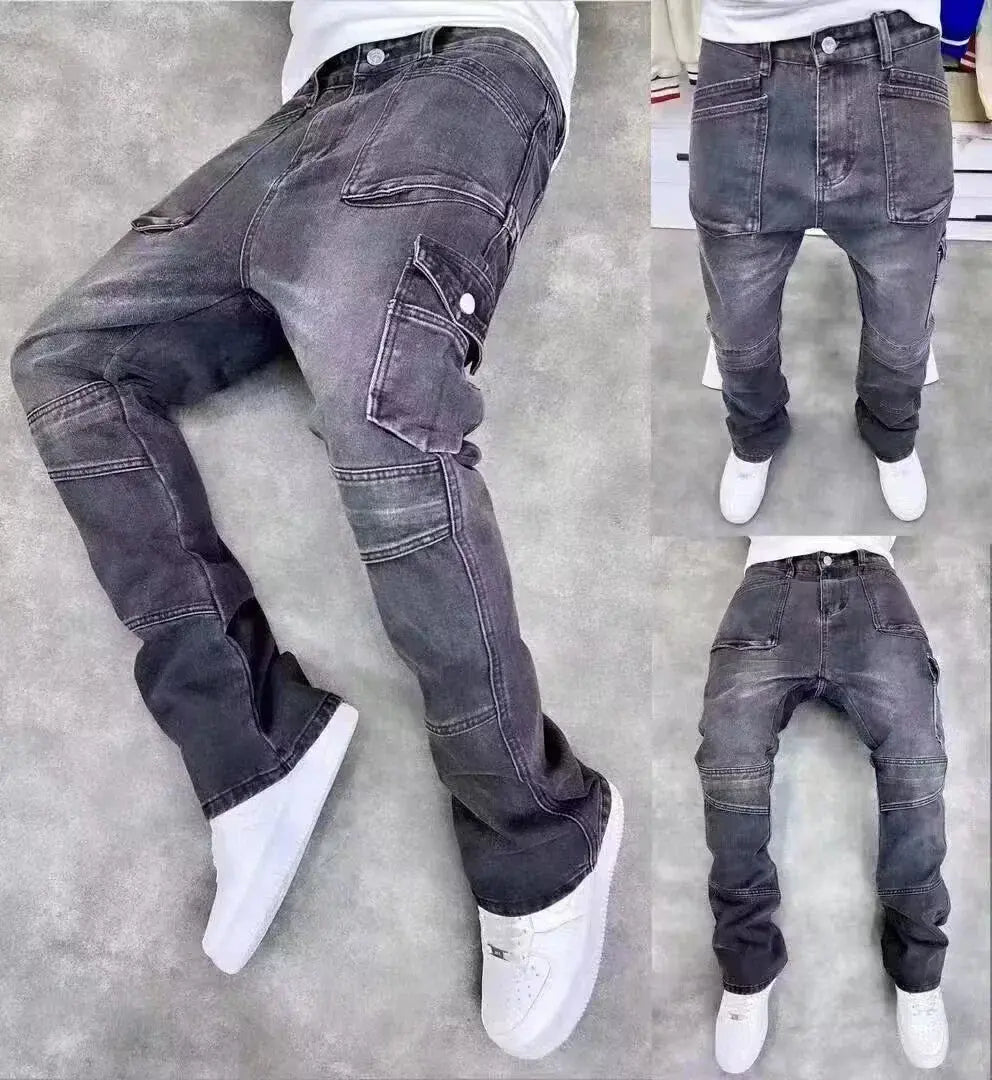 Vintage Men's Distressed Bell Bottom Jeans – Workwear Denim for Outdoor & Trade - Honesty Sales