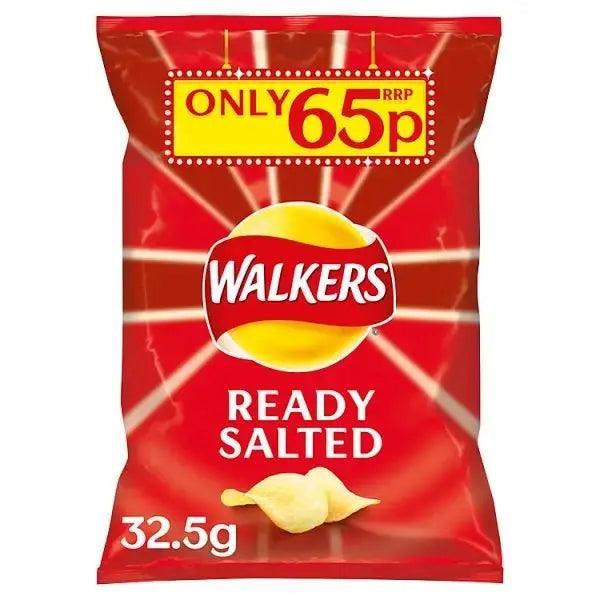 Walkers Ready Salted Crisps 65p PMP 32.5g (Case of  32) - Honesty Sales Image principale du produit