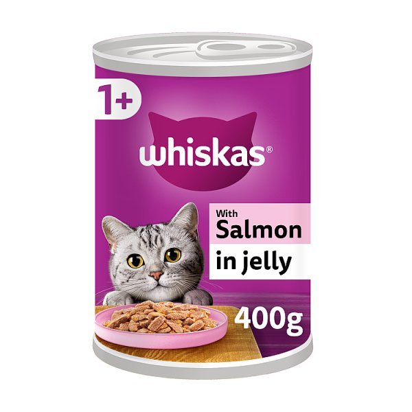 Whiskas Adult Wet Cat Food Salmon in Jelly Tin 400g (Case of 12) - Honesty Sales