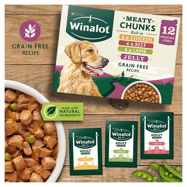WINALOT Meaty Chunks Mixed in Jelly Wet Dog Food 12x100g (Case of 4) - Honesty Sales