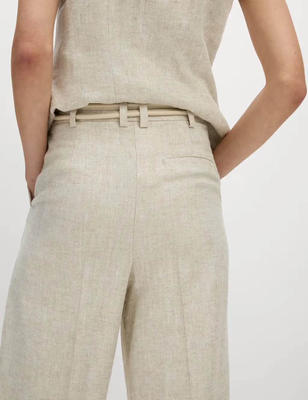 Womens Linen Blend Wide Leg Trousers - Honesty Sales