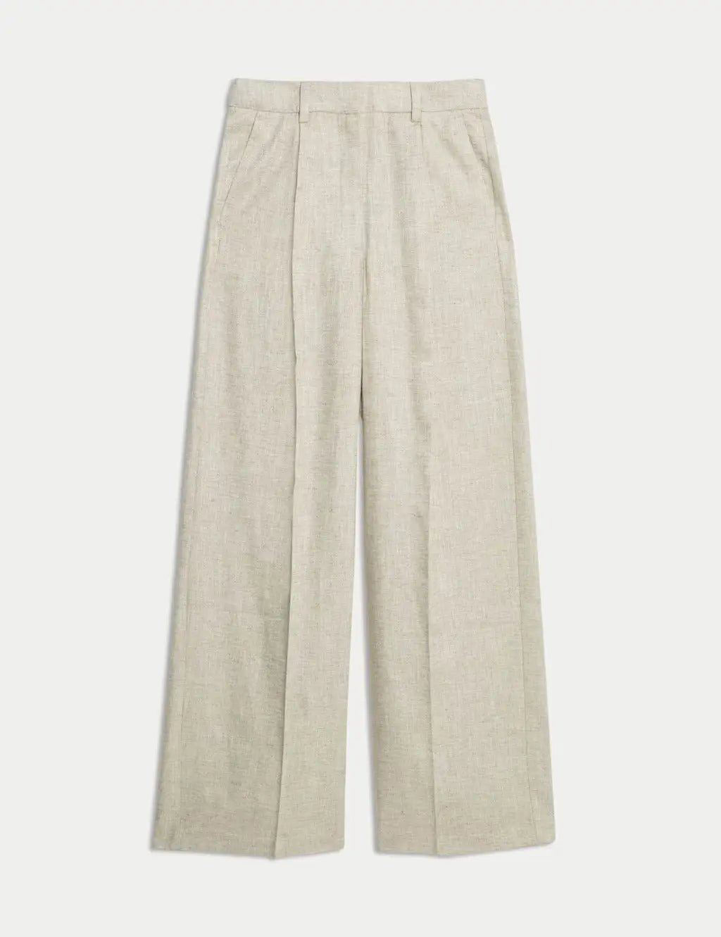 Womens Linen Blend Wide Leg Trousers - Honesty Sales