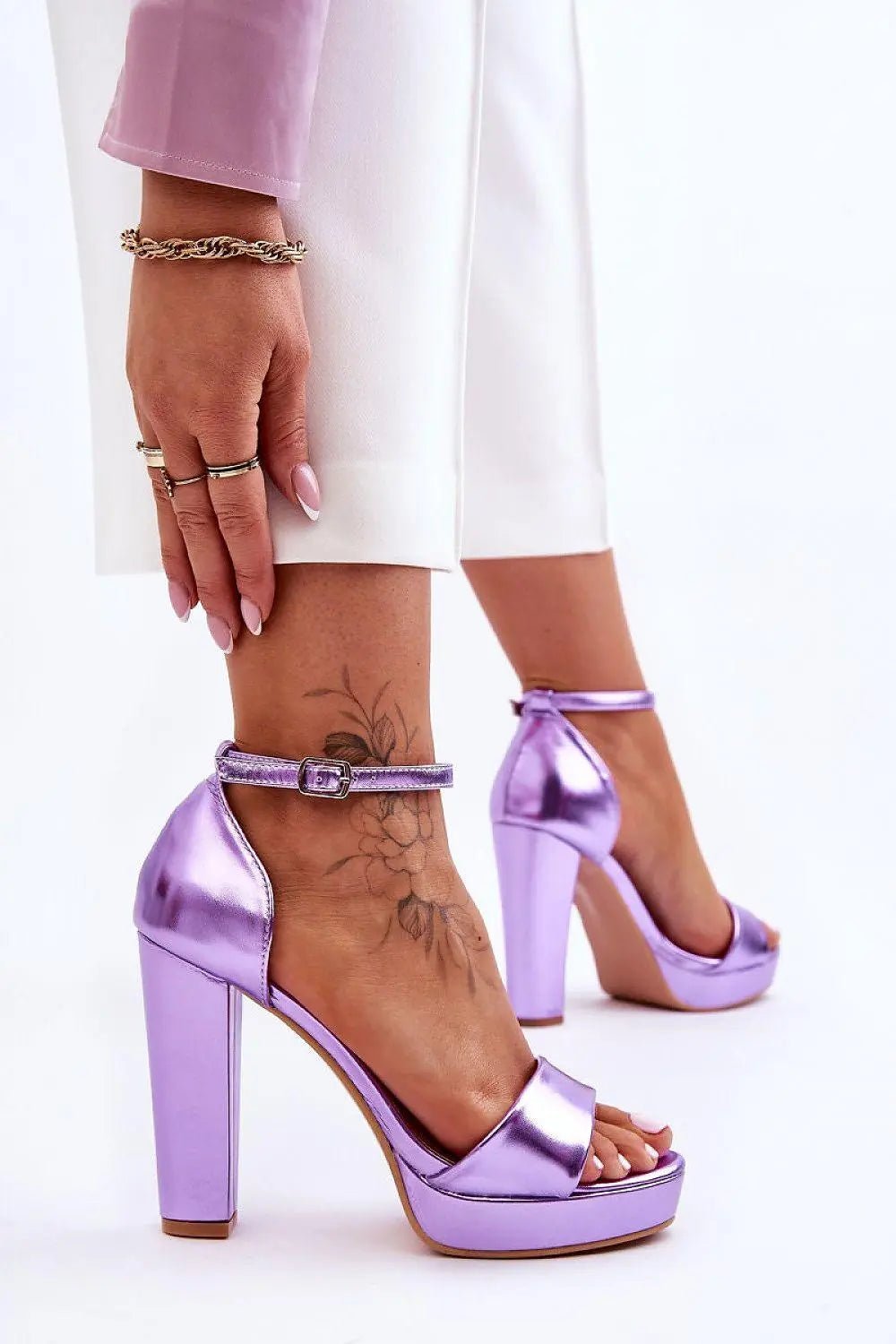 Women’s Platform Sandals – Eco Leather with Adjustable Buckle and Block Heel - Honesty Sales