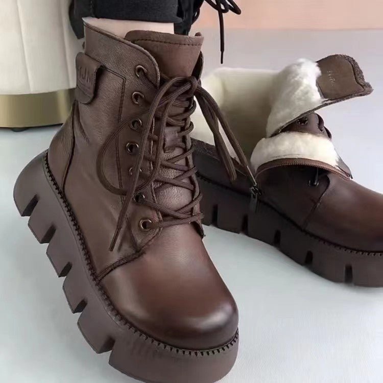 Womens Soft - leather Fleece - lined Extra - thick Insulated Snow Boots - Honesty Sales