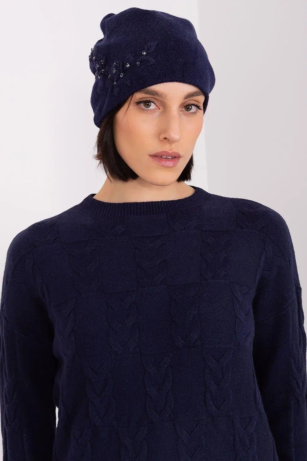 Women's Warm Winter Hat – Smooth Knit with Side Appliqué - Honesty Sales