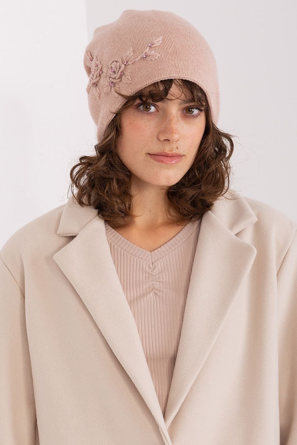 Women's Warm Winter Hat – Smooth Knit with Side Appliqué - Honesty Sales
