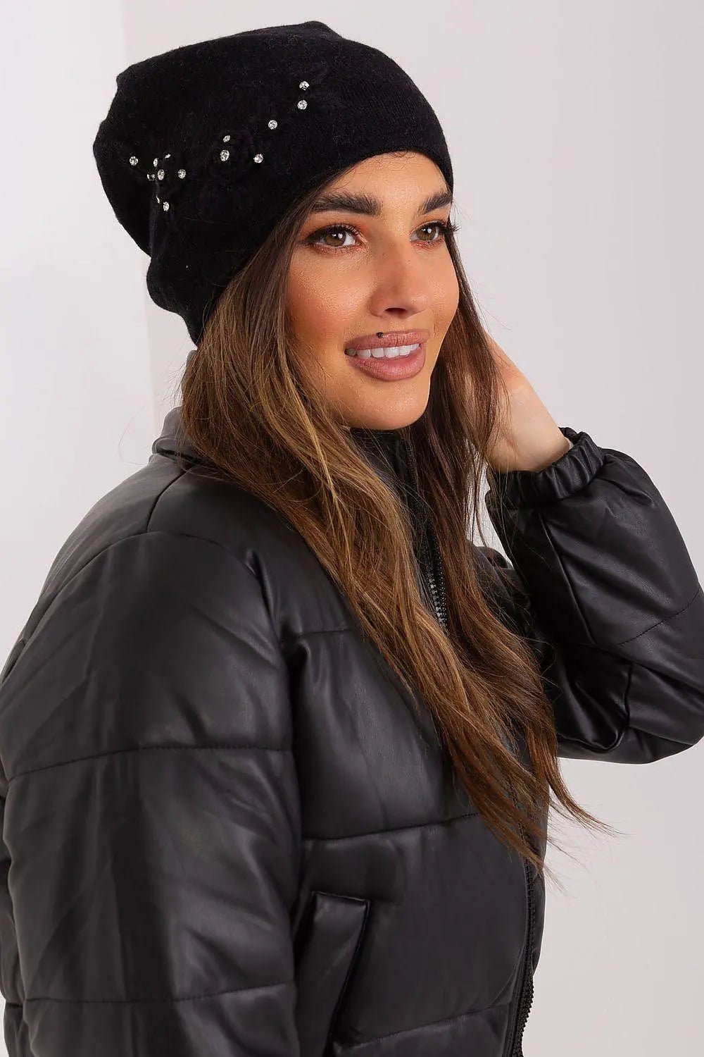 Women's Warm Winter Hat – Smooth Knit with Side Appliqué - Honesty Sales