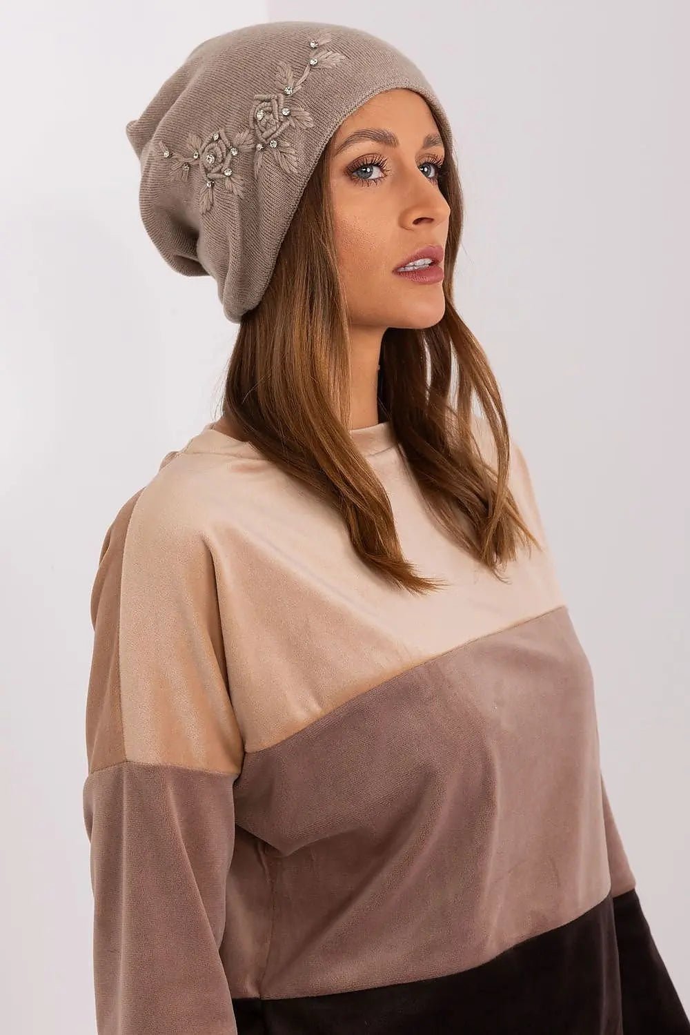 Women's Warm Winter Hat – Smooth Knit with Side Appliqué - Honesty Sales