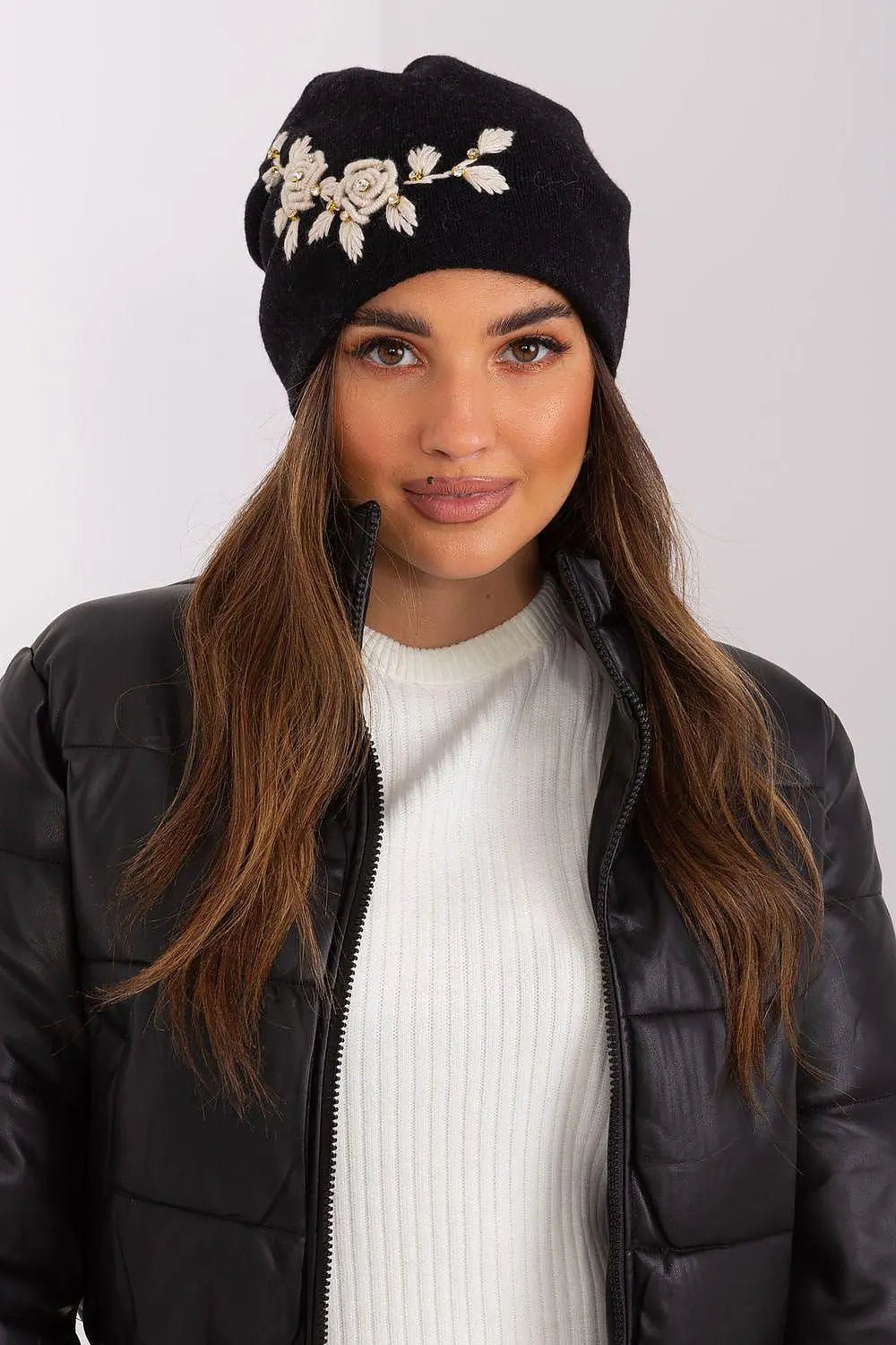Women's Warm Winter Hat – Smooth Knit with Side Appliqué - Honesty Sales
