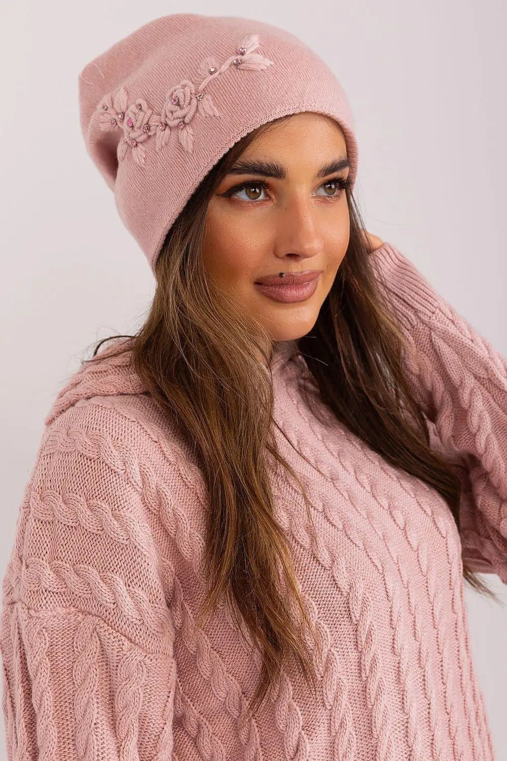 Women's Warm Winter Hat – Smooth Knit with Side Appliqué - Honesty Sales