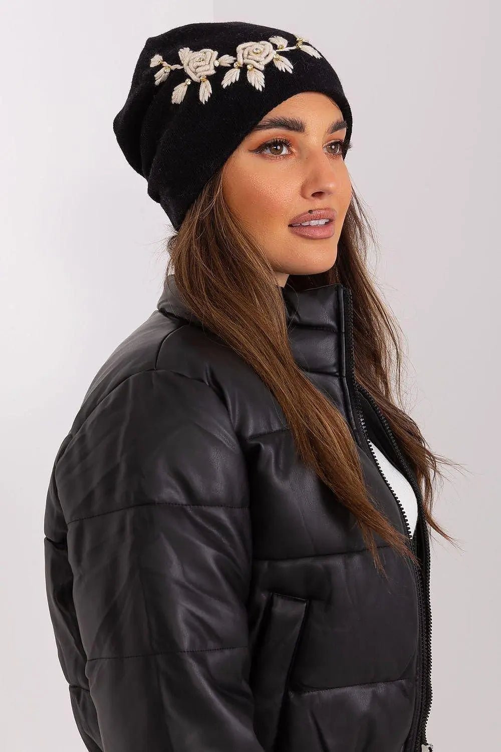 Women's Warm Winter Hat – Smooth Knit with Side Appliqué - Honesty Sales
