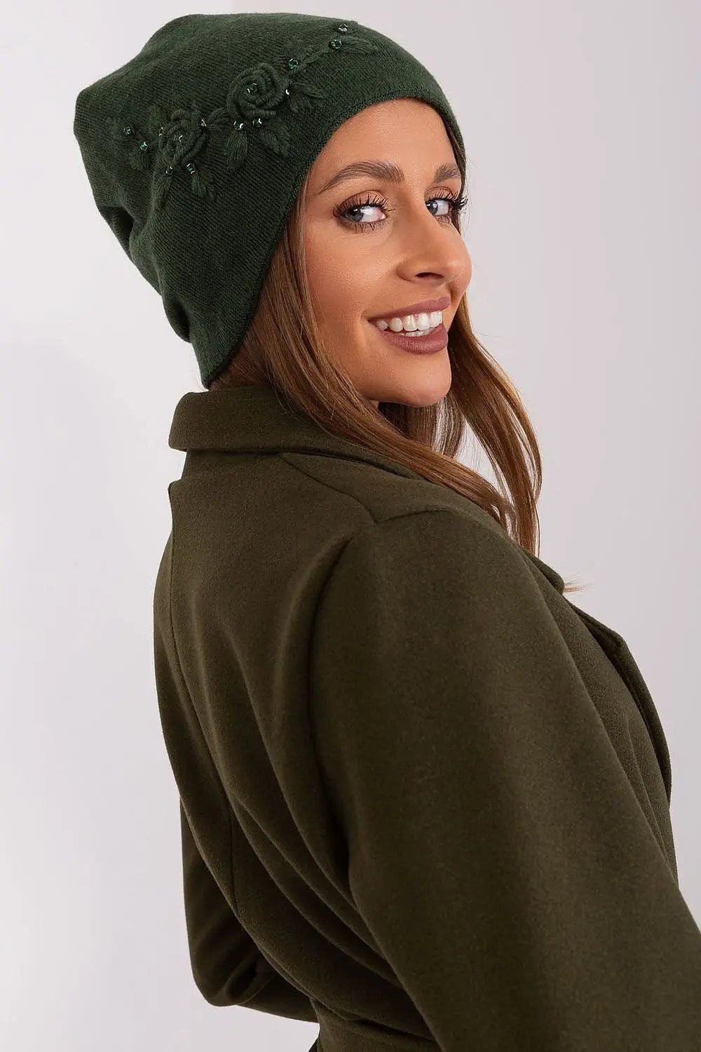 Women's Warm Winter Hat – Smooth Knit with Side Appliqué - Honesty Sales