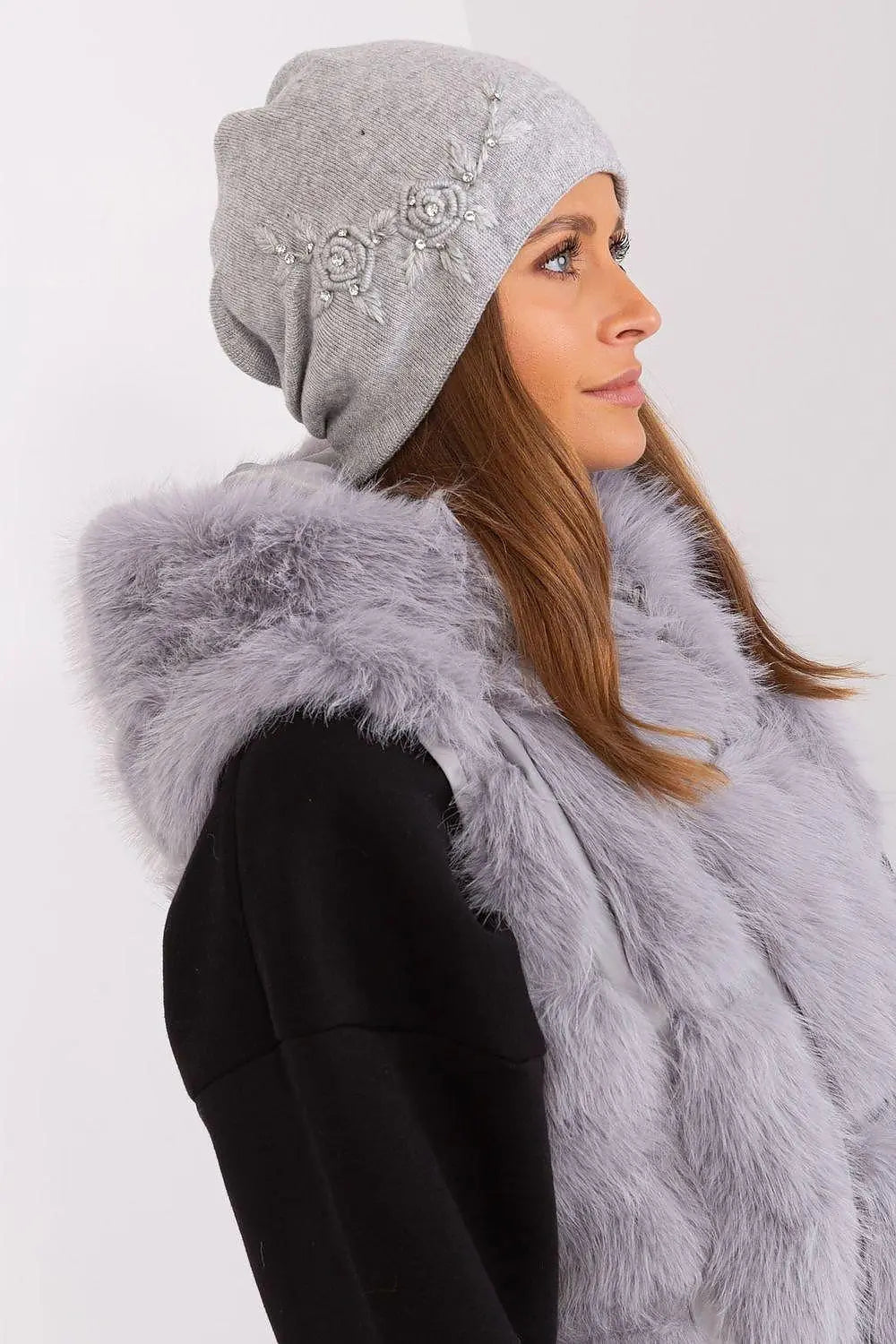 Women's Warm Winter Hat – Smooth Knit with Side Appliqué - Honesty Sales