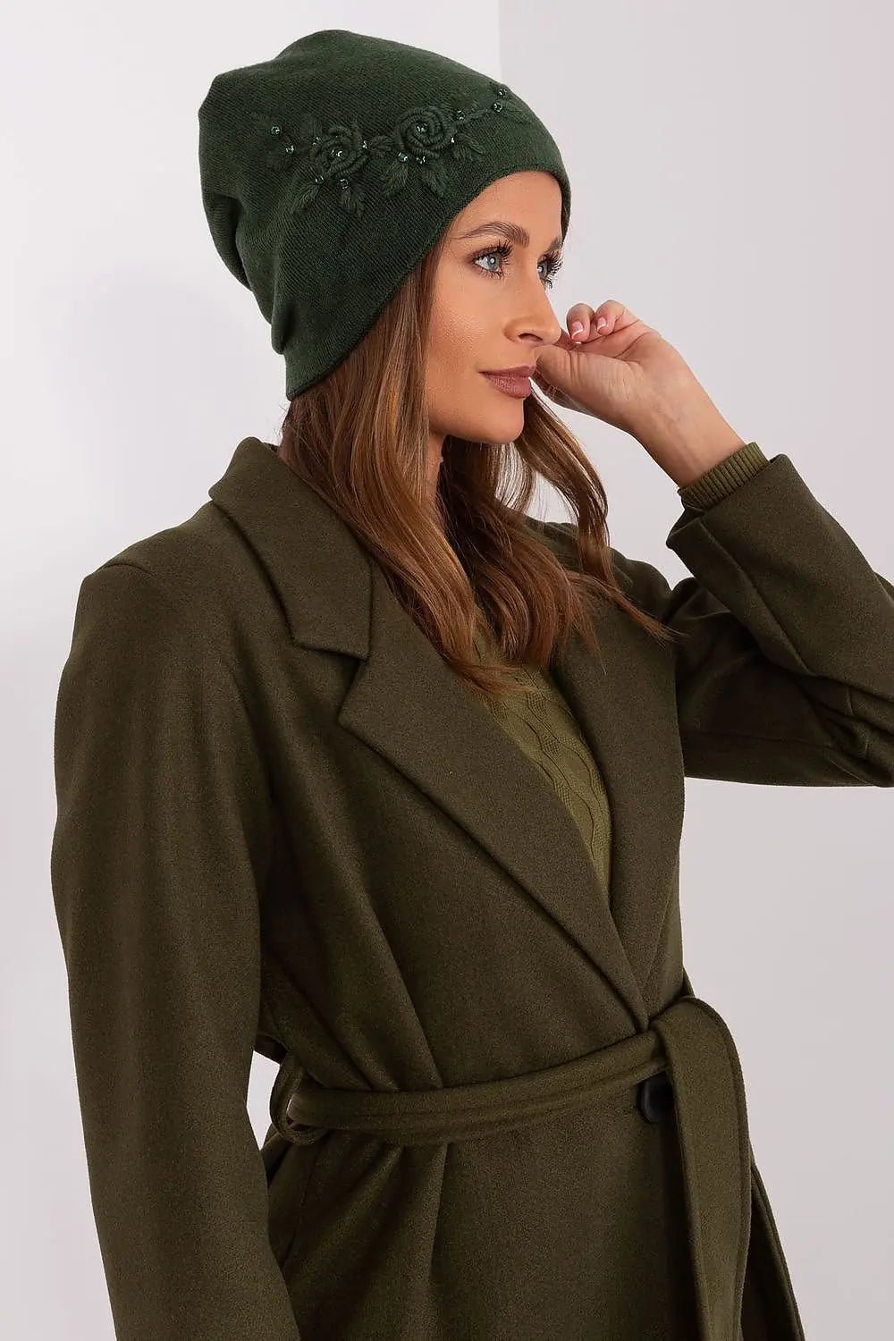 Women's Warm Winter Hat – Smooth Knit with Side Appliqué - Honesty Sales