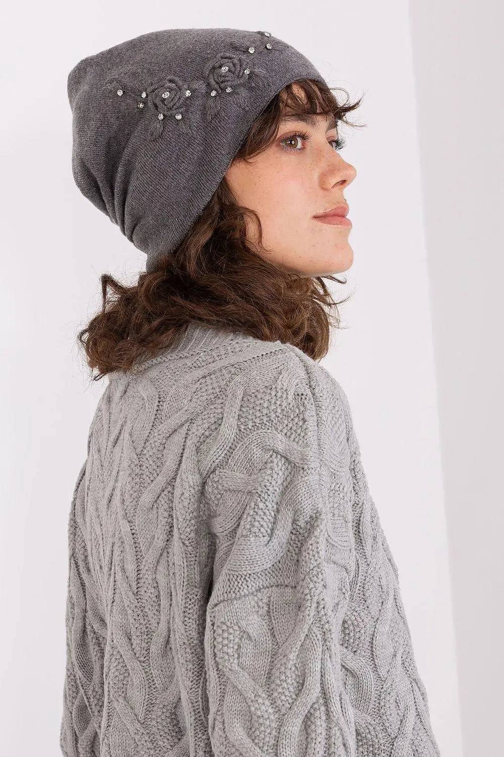 Women's Warm Winter Hat – Smooth Knit with Side Appliqué - Honesty Sales