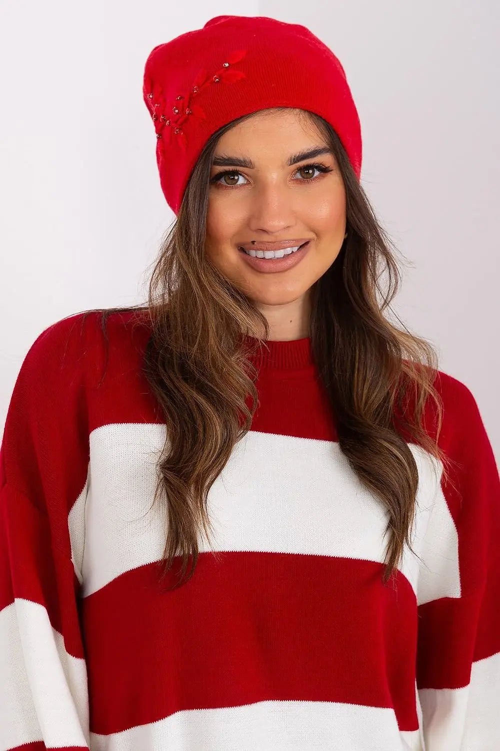 Women's Warm Winter Hat – Smooth Knit with Side Appliqué - Honesty Sales