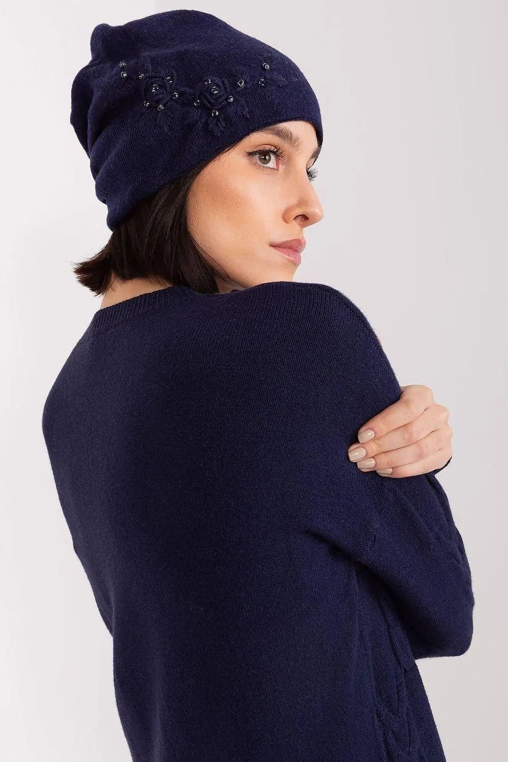 Women's Warm Winter Hat – Smooth Knit with Side Appliqué - Honesty Sales