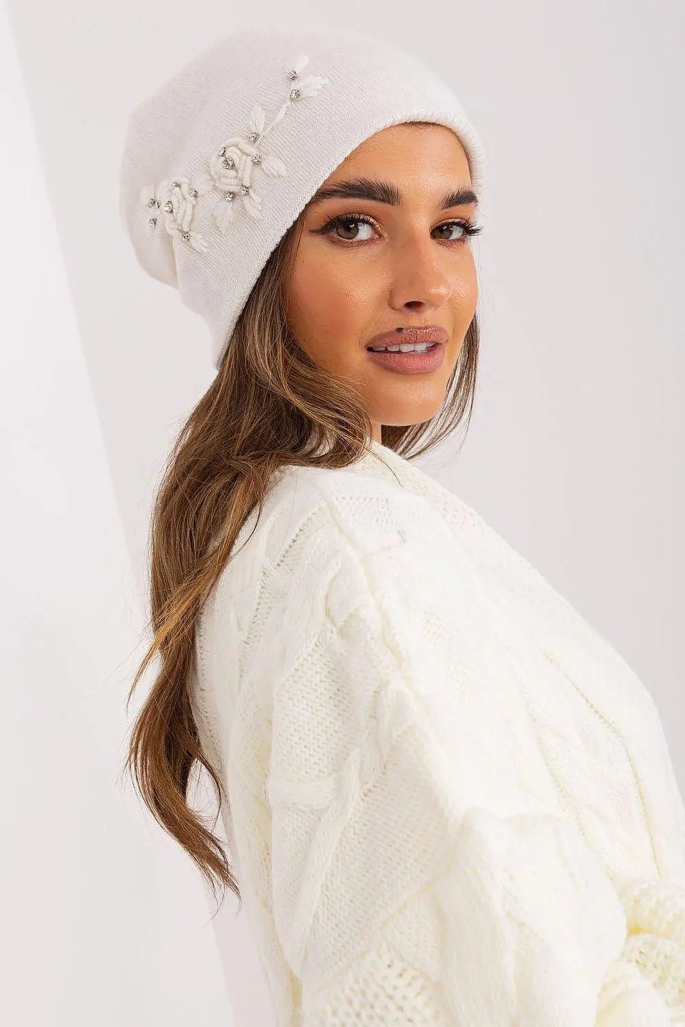 Women's Warm Winter Hat – Smooth Knit with Side Appliqué - Honesty Sales