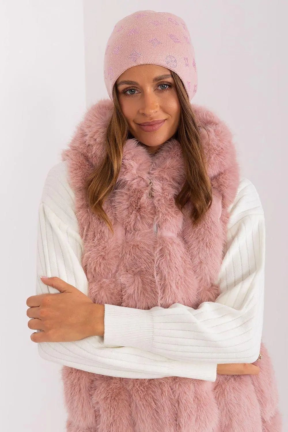 Women's Winter Beanie – Warm Cashmere Blend with Rhinestone Detail - Honesty Sales