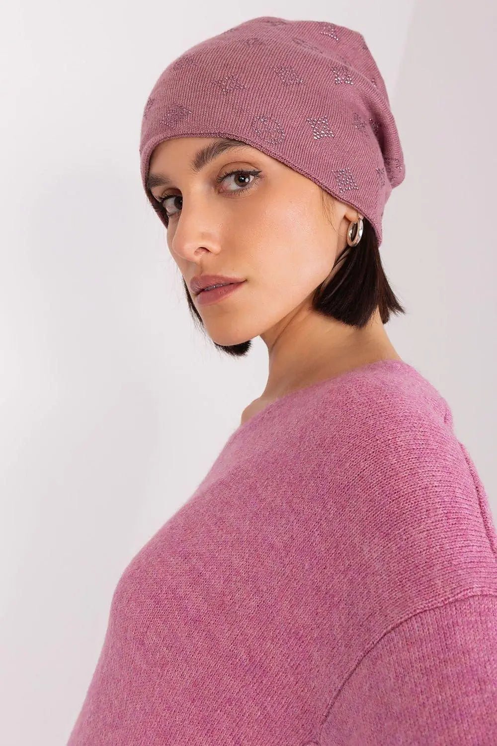 Women's Winter Beanie – Warm Cashmere Blend with Rhinestone Detail - Honesty Sales