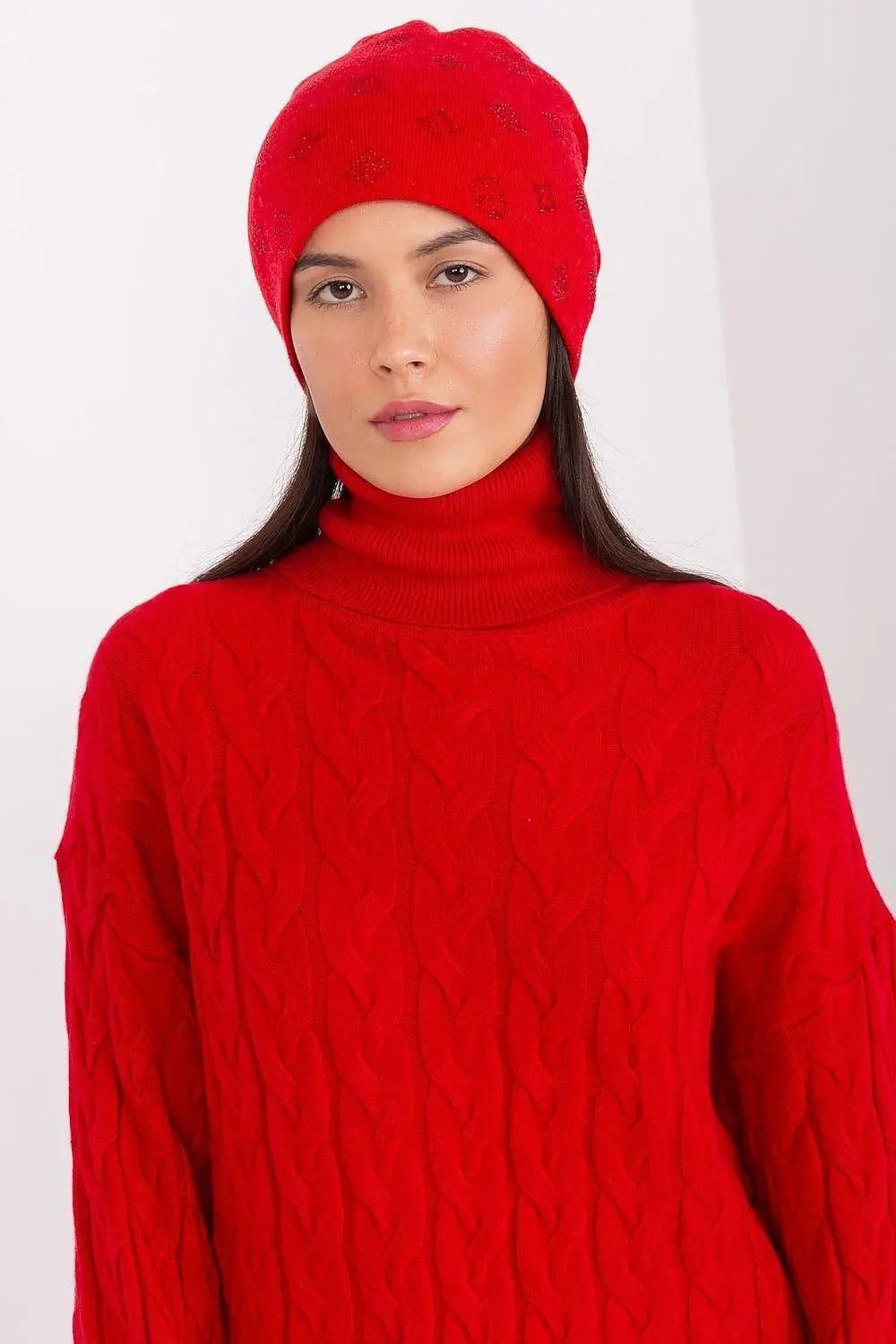 Women's Winter Beanie – Warm Cashmere Blend with Rhinestone Detail - Honesty Sales