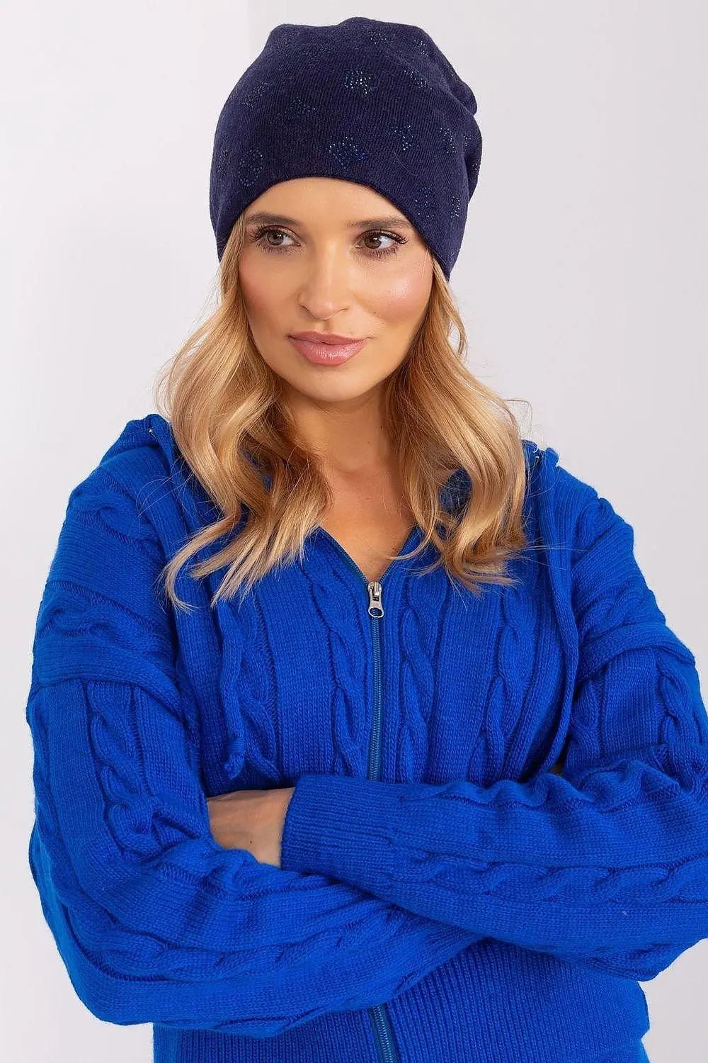 Women's Winter Beanie – Warm Cashmere Blend with Rhinestone Detail - Honesty Sales