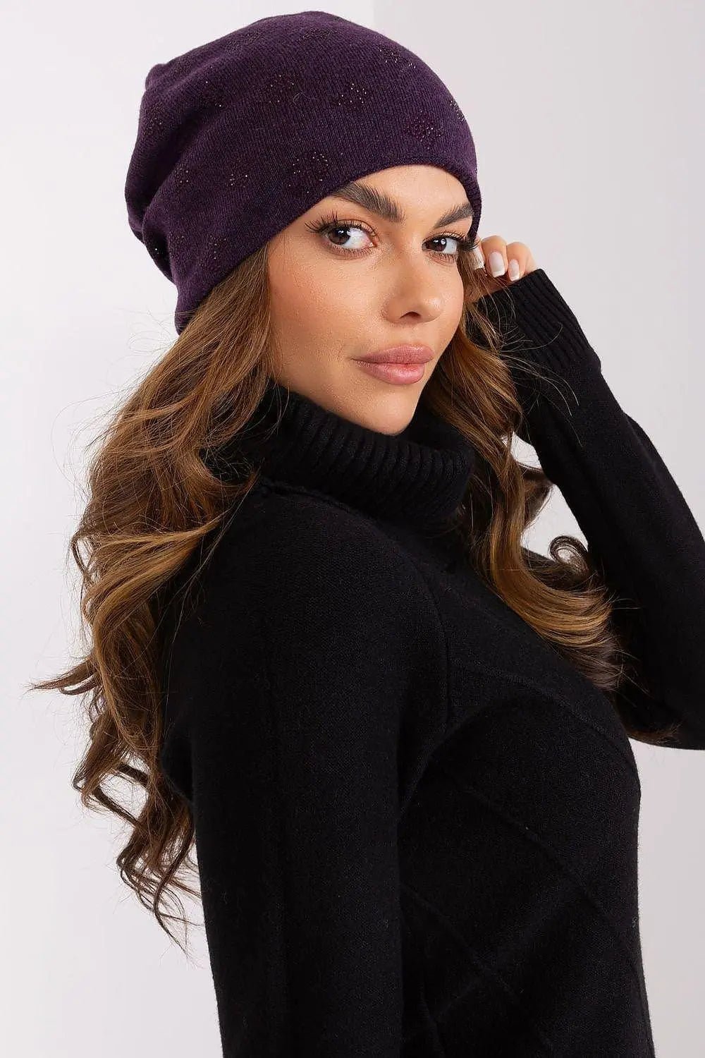 Women's Winter Beanie – Warm Cashmere Blend with Rhinestone Detail - Honesty Sales