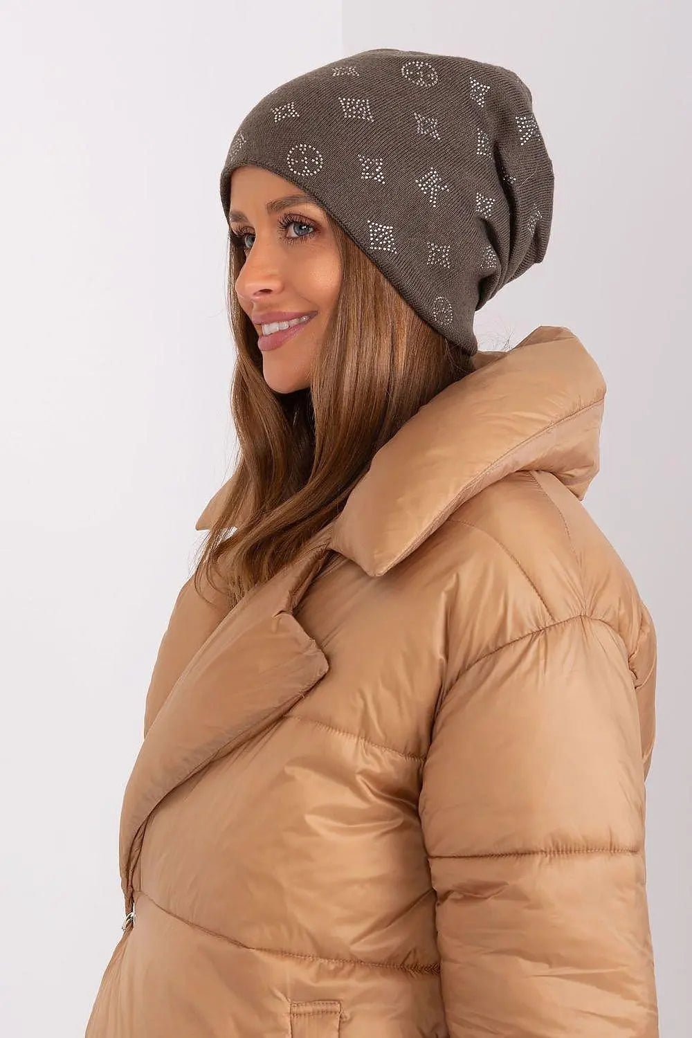 Women's Winter Beanie – Warm Cashmere Blend with Rhinestone Detail - Honesty Sales