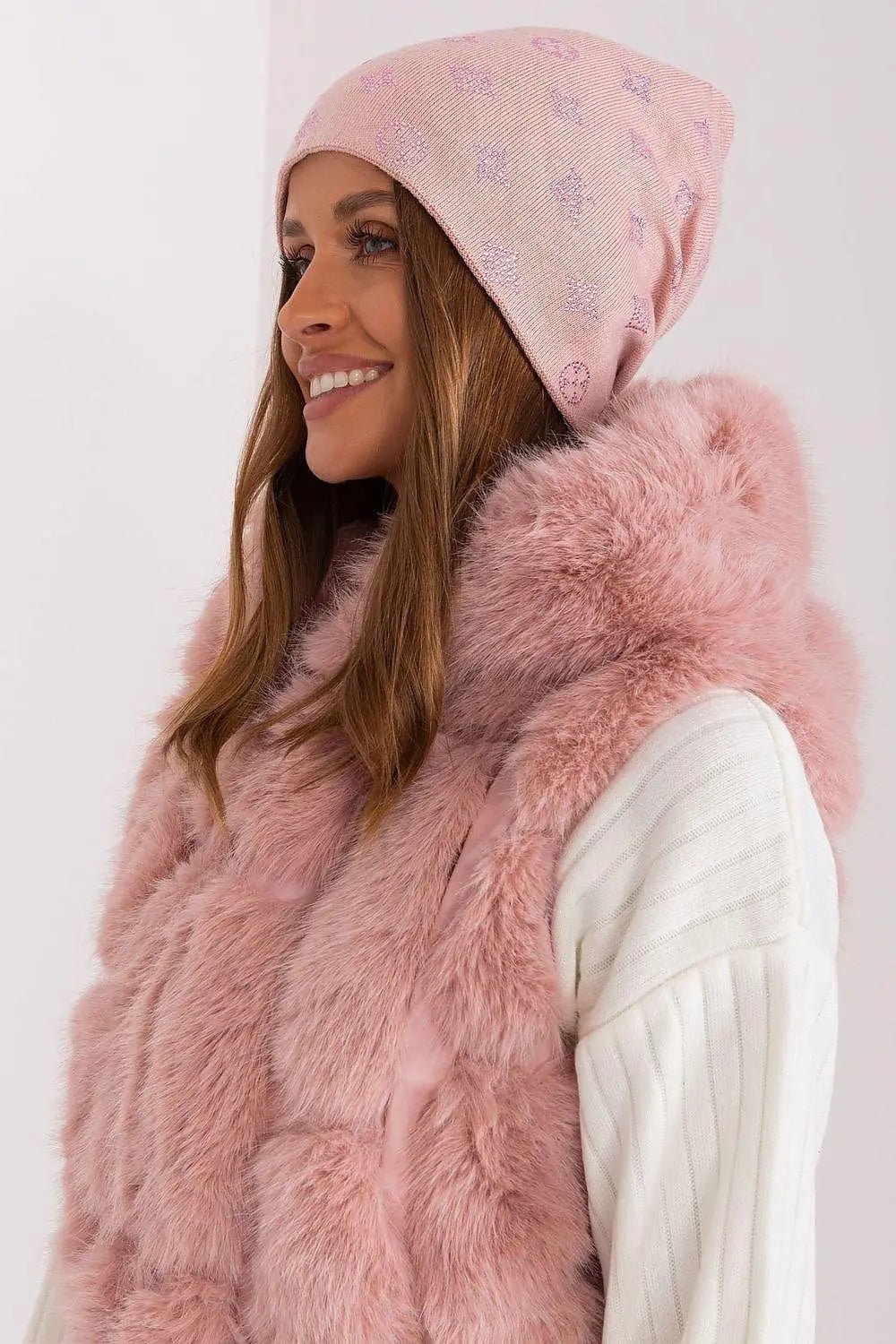 Women's Winter Beanie – Warm Cashmere Blend with Rhinestone Detail - Honesty Sales