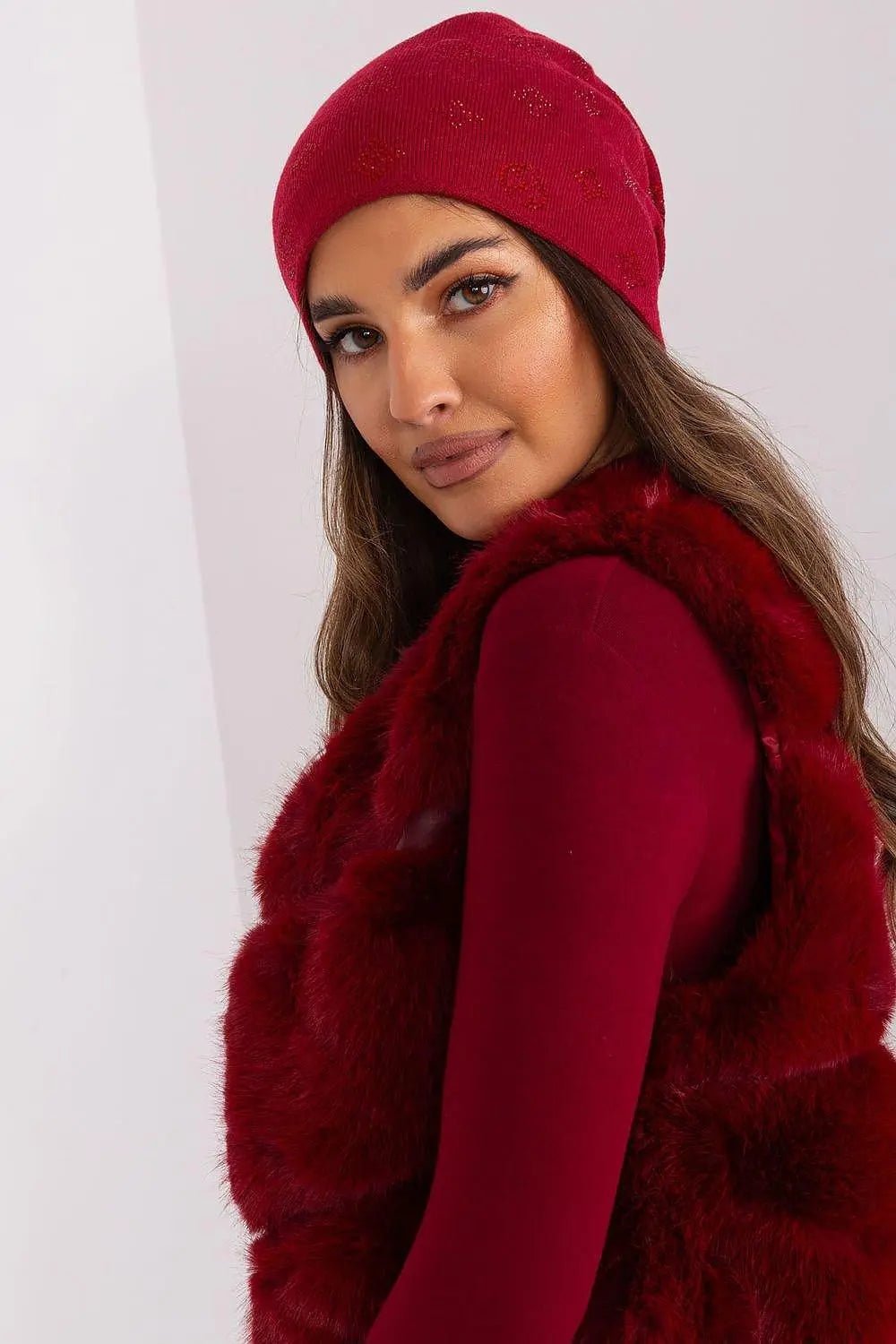 Women's Winter Beanie – Warm Cashmere Blend with Rhinestone Detail - Honesty Sales