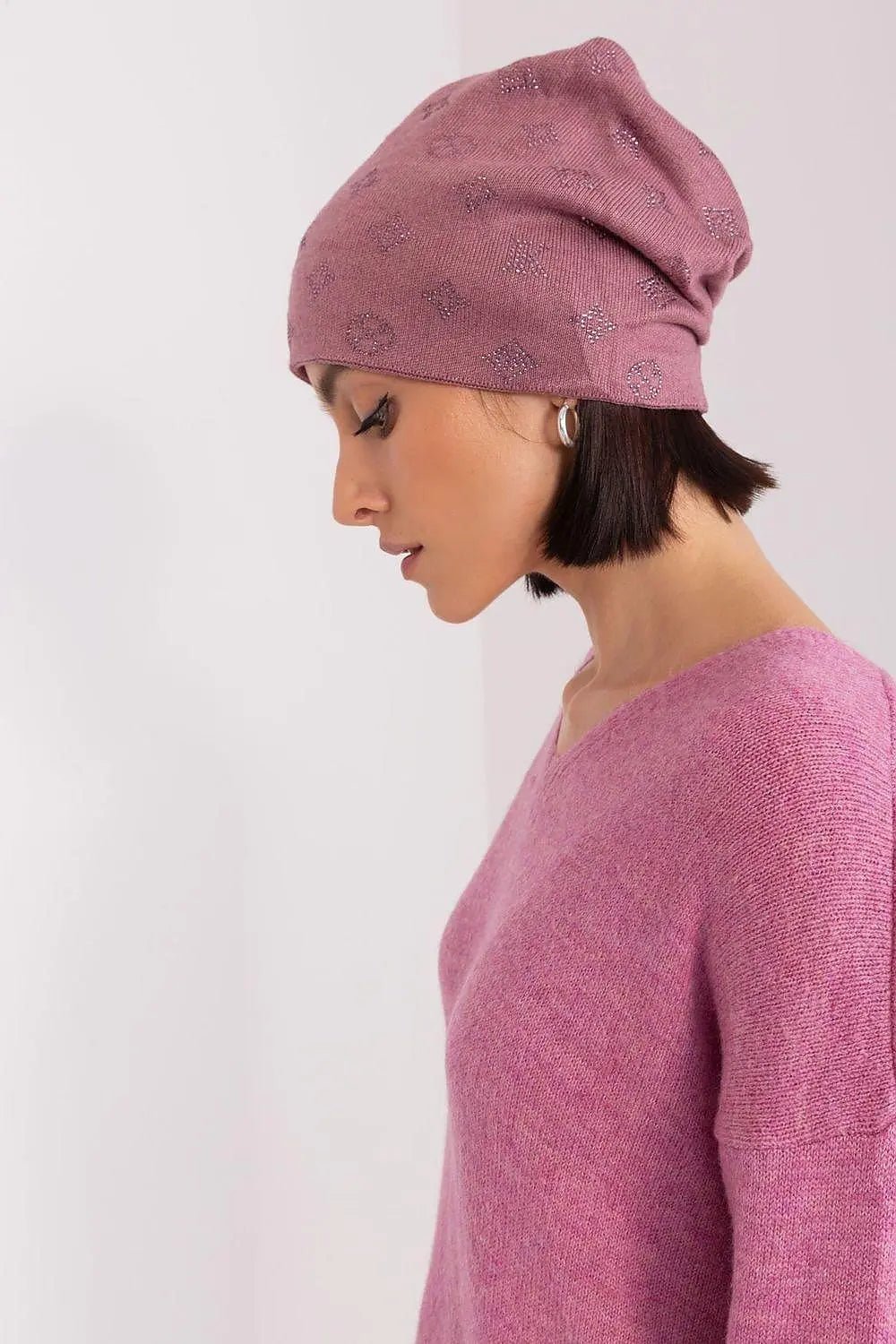 Women's Winter Beanie – Warm Cashmere Blend with Rhinestone Detail - Honesty Sales