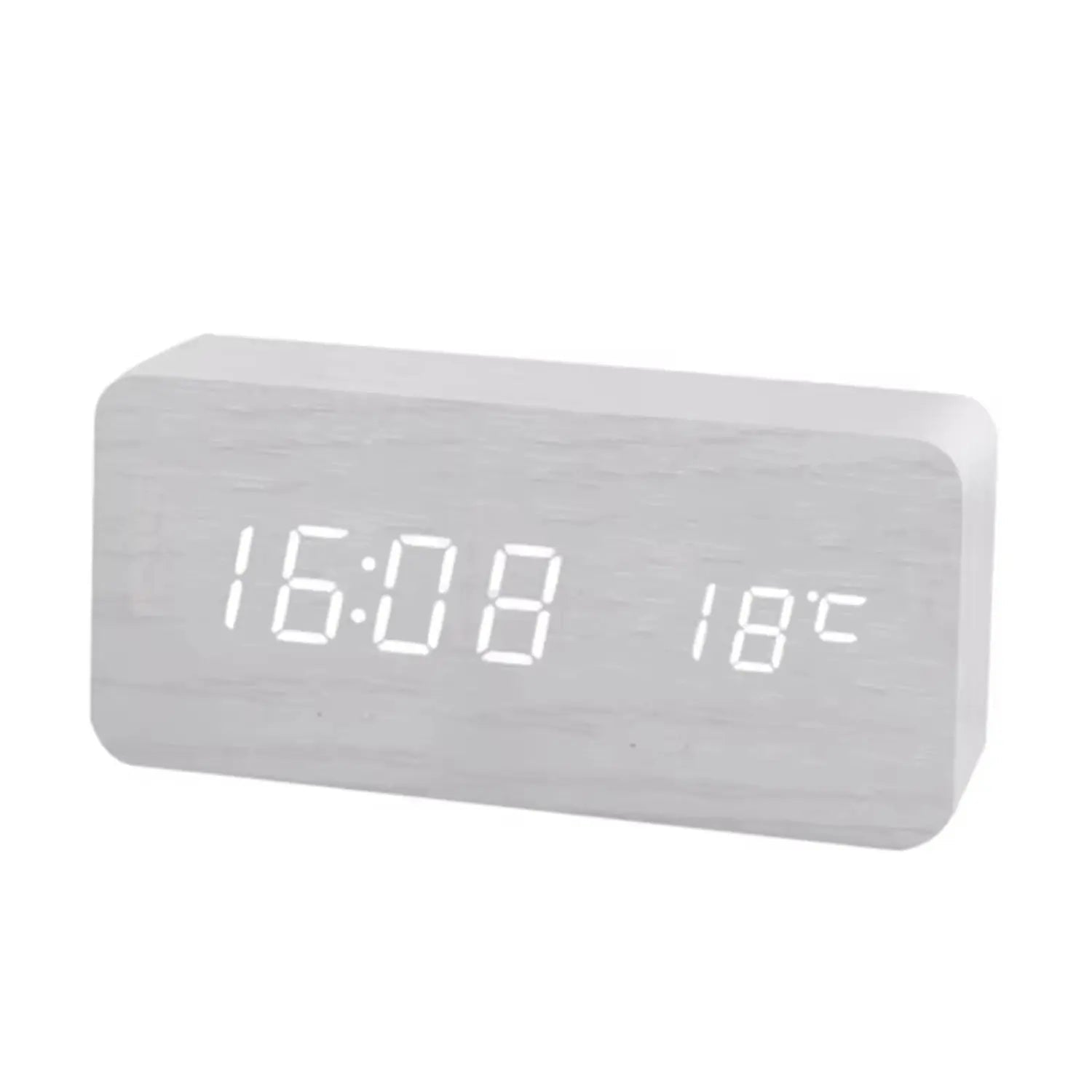 Wooden Digital Alarm Clock with Wireless Charging, Clock with Time, Date,Temperature, Desk Clocks Office,Bedside Clock Clock - Honesty Sales