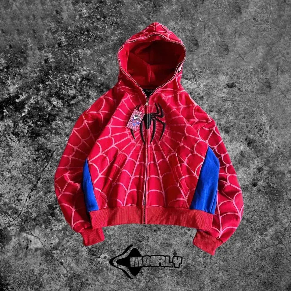 Y2K Spider Web Red Hoodie Sweatshirt - Harajuku Punk Grunge Women's Hip Hop Hoodie - Honesty Sales