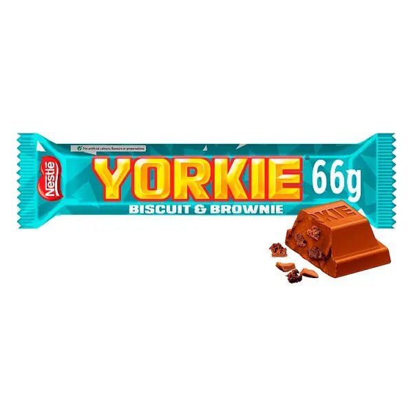 Yorkie DUO Biscuit & Brownie Flavour Milk Chocolate Bar 66g (Case of 24) - Honesty Sales
