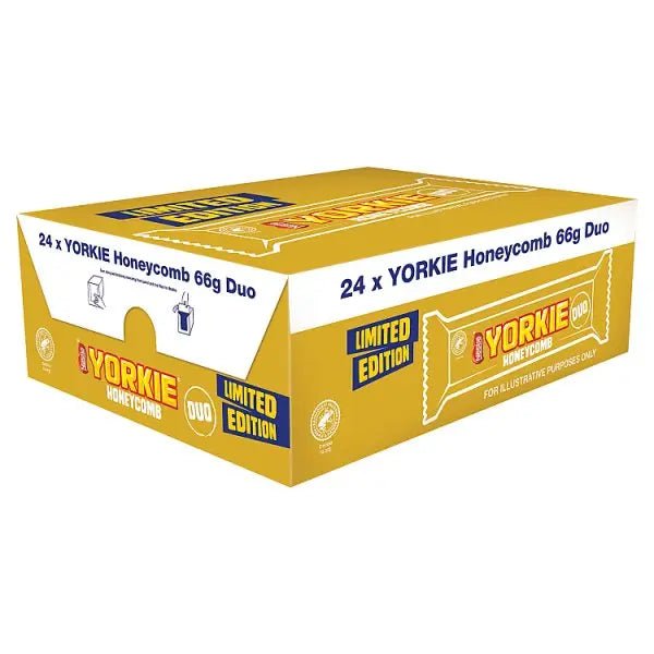 Yorkie Honeycomb Milk Chocolate DUO Bar 66g (Case of 24) - Honesty Sales