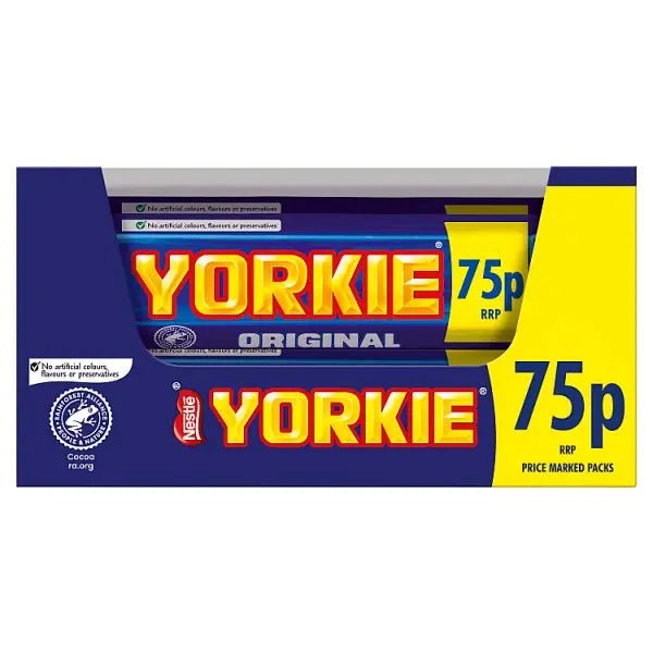 Yorkie Milk Chocolate Bar 46g PMP 75p (Case of 24) - Honesty Sales