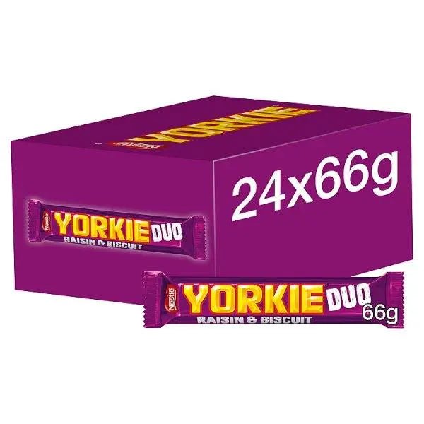Yorkie Raisin & Biscuit Chocolate Duo Bar 66g (Case of 24) - Honesty Sales