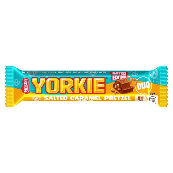 Yorkie Salted Caramel Pretzel Milk Chocolate DUO Bar 66g (24 x 66g) - Honesty Sales